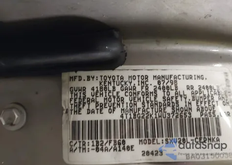 1998 Toyota Camry Le из США, поврежденный, VIN 4T1BG22K1WU372653